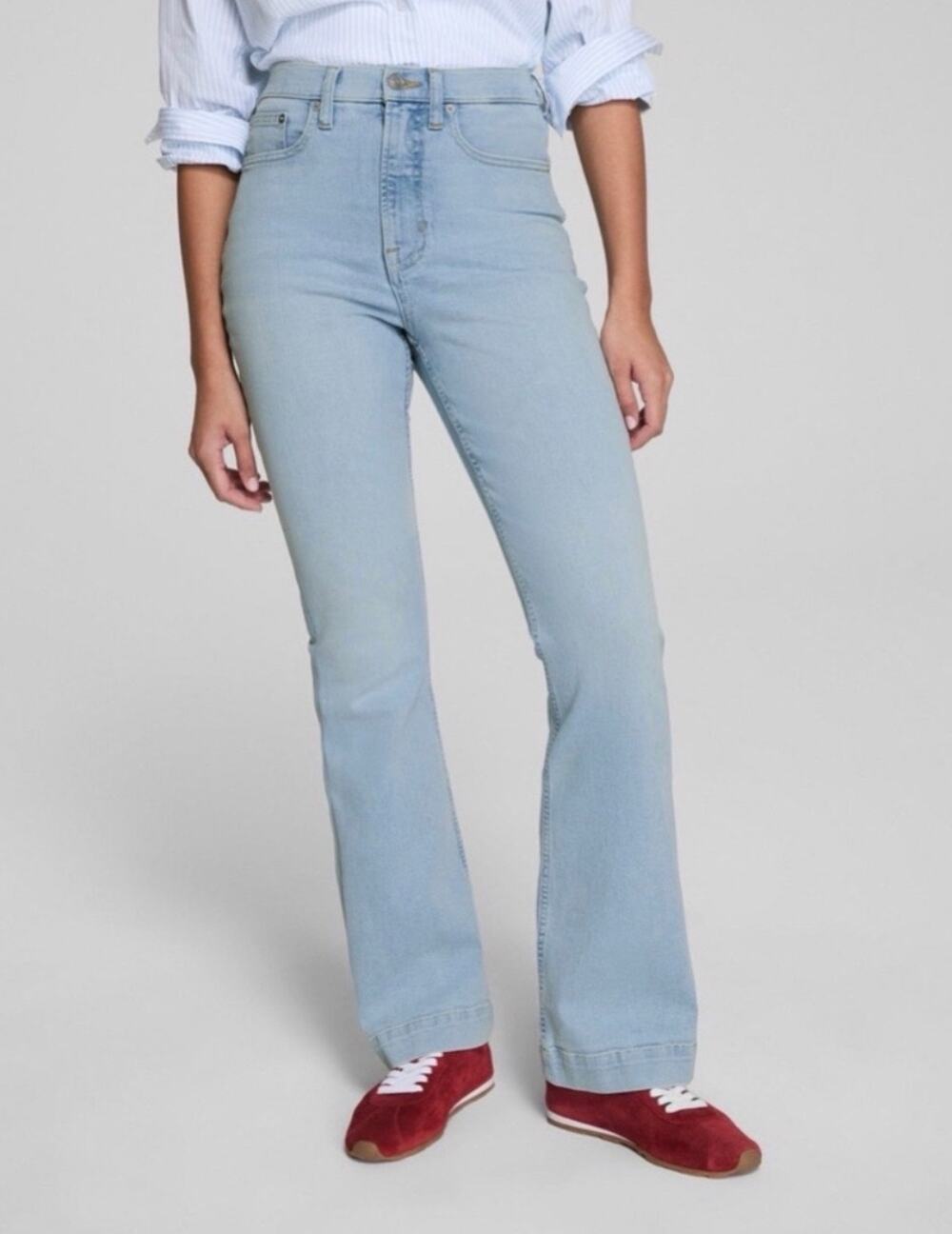 SPANX Light Blue High-Rise Flare Jeans